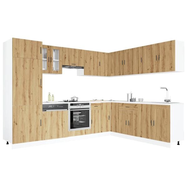 vidaXL 14 Piece Kitchen Cabinet Set Porto Artisan Oak Engineered Wood
