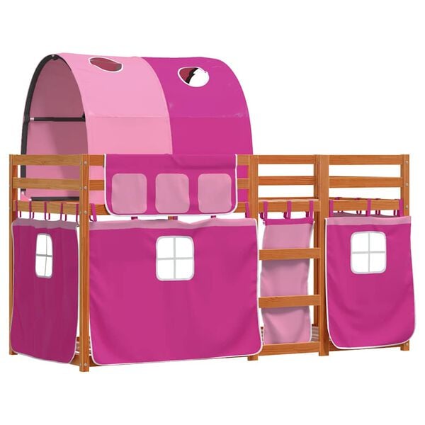 vidaXL Bunk Bed without Mattress Pink 90x190 cm Single Solid Wood Pine