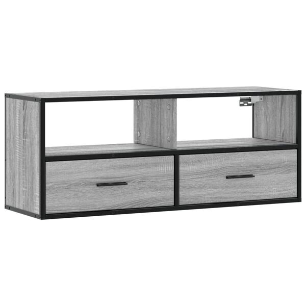 vidaXL TV Cabinet Grey Sonoma 100x31x39.5 cm Engineered Wood and Metal