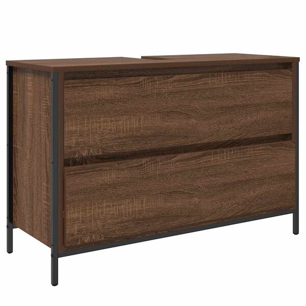 vidaXL Bathroom Basin Cabinet with Drawers Brown Oak 90x34.5x60 cm