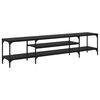 vidaXL TV Cabinet Black Oak 201 x 35 x 45 cm Engineered Wood and Iron