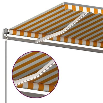vidaXL Manual Retractable Awning with LED 6x3 m Yellow and White