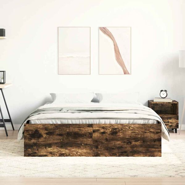 vidaXL Bed Frame without Mattress Smoked Oak 120x190 cm Small Double Small Double