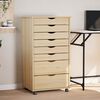 vidaXL Rolling Cabinet with Drawers MOSS Clear Varnish Solid Pine wood