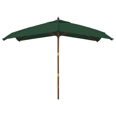 vidaXL Garden Parasol with Wooden Pole Green 300x300x273 cm