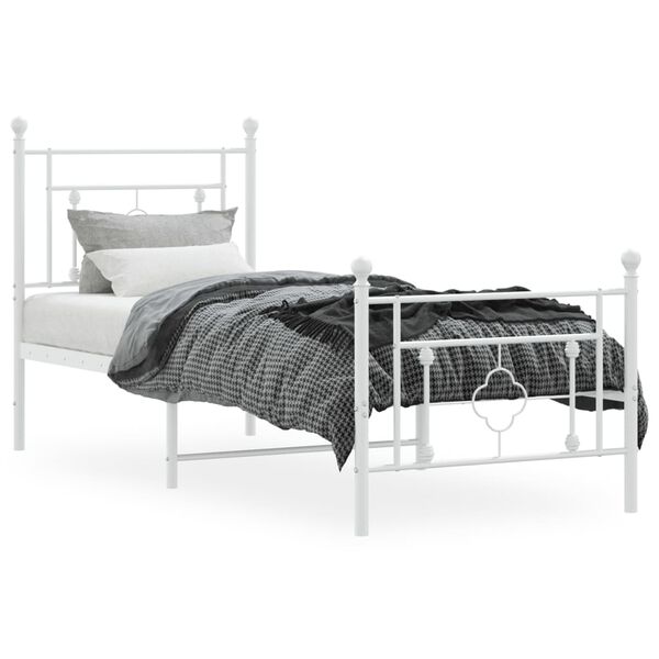 vidaXL Metal Bed Frame without Mattress with Footboard White 80x200cm