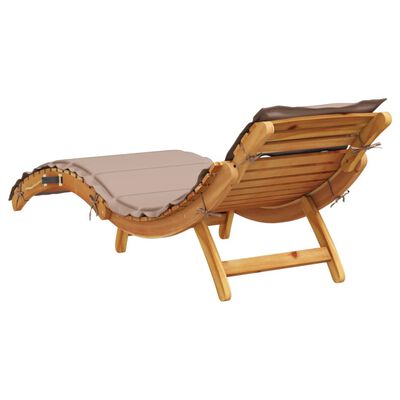 vidaXL Sun Lounger with Cushion Taupe Solid Wood Acacia