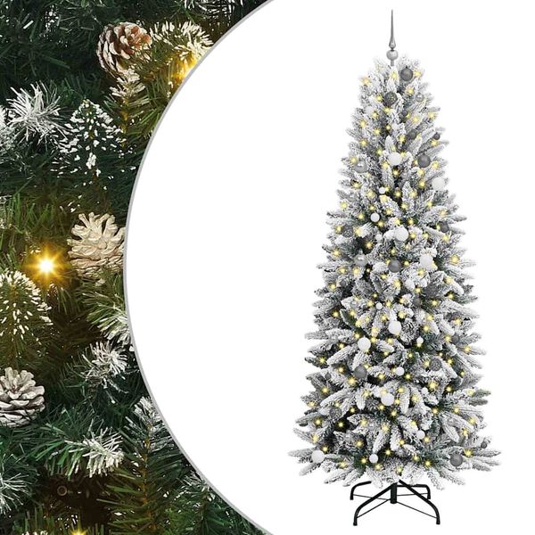 vidaXL Artificial Christmas Tree with 300 LEDs with Stand White 240 cm