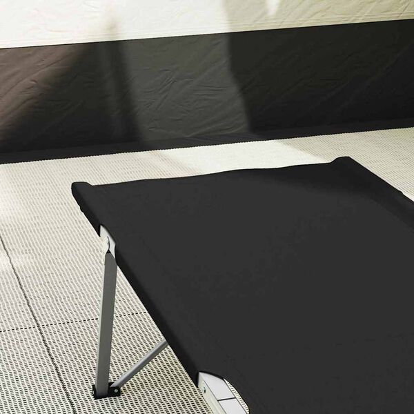 vidaXL Folding Camping Bed Folding 2 pcs Black 194 x 62.5 x 42.5 cm