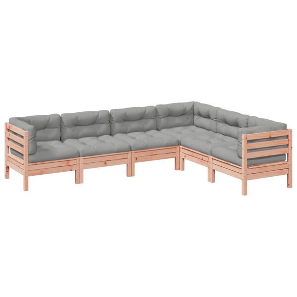 vidaXL 6 Piece Garden Sofa Set with Cushions Solid Wood Douglas Fir