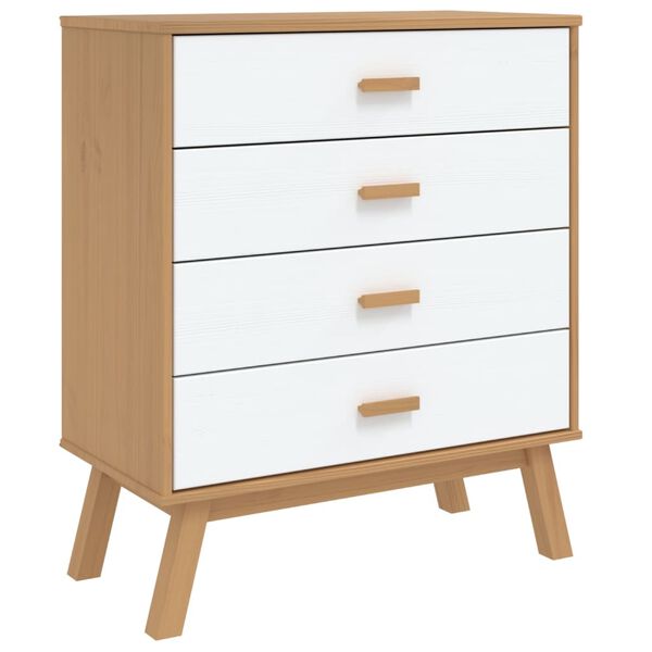 vidaXL Drawer Cabinet OLDEN White and Brown Solid Wood Pine