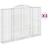vidaXL Arched Gabion Baskets 3 pcs 300x30x200/220 cm Galvanised Iron