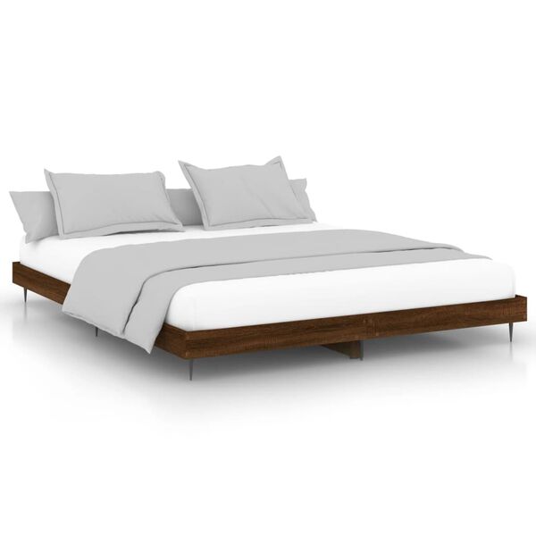 vidaXL Bed Frame without Mattress Brown Oak 200x200 cm Engineered Wood