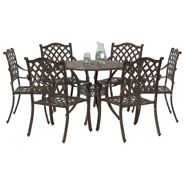 vidaXL Garden Dining Set 7 pcs Bronze Aluminium