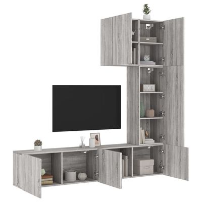 vidaXL 5 Piece TV Wall Units Grey Sonoma Engineered Wood