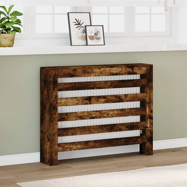 vidaXL Radiator Cover Smoked Oak 104x20x82 cm Engineered Wood