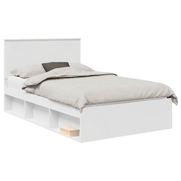 vidaXL Bed Frame with Headboard White 120 x 190 cm Solid Pine Wood