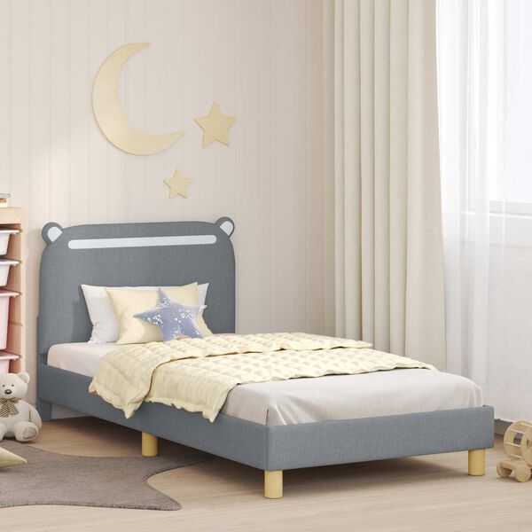 vidaXL Children's Bed Frame with Headboard Light Grey 90 x 200 cm