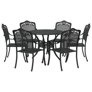 vidaXL Garden Dining Set 7 pcs Black Aluminium