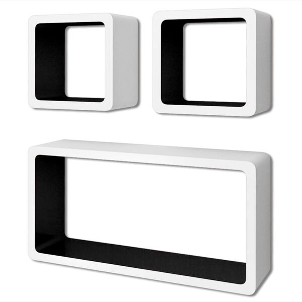 vidaXL Wall Cube Shelves 6 pcs White and Black