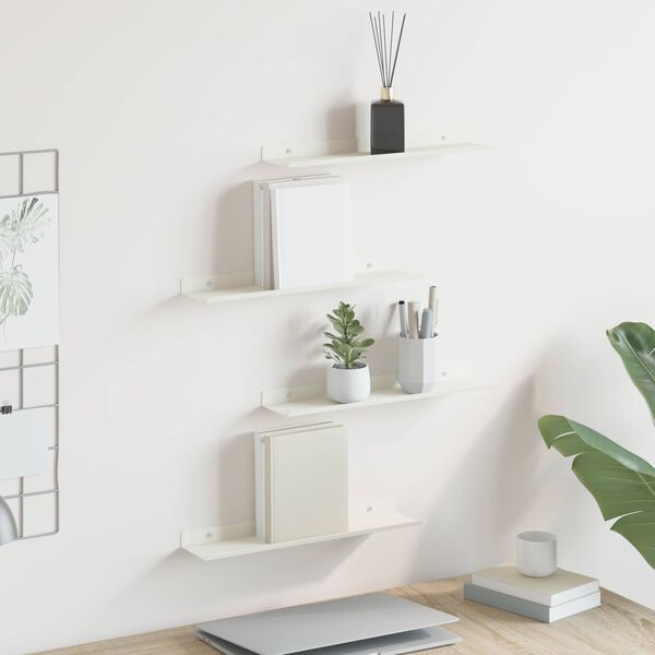 vidaXL Floating Shelf Wall-mounted 4 pcs White 40 x 9 x 2.5 cm Steel