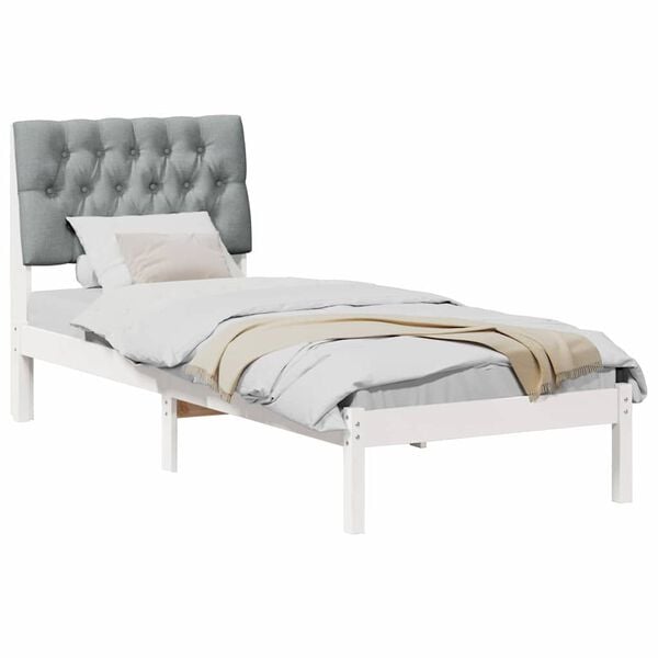 vidaXL Bed Frame with Upholstered Headboard White 75 x 190 cm