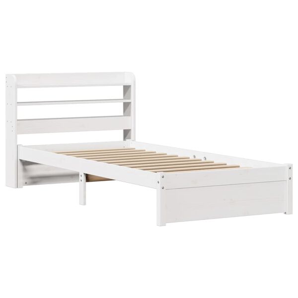 vidaXL Bed Frame with Headboard without Mattress White 90x190 cm Single
