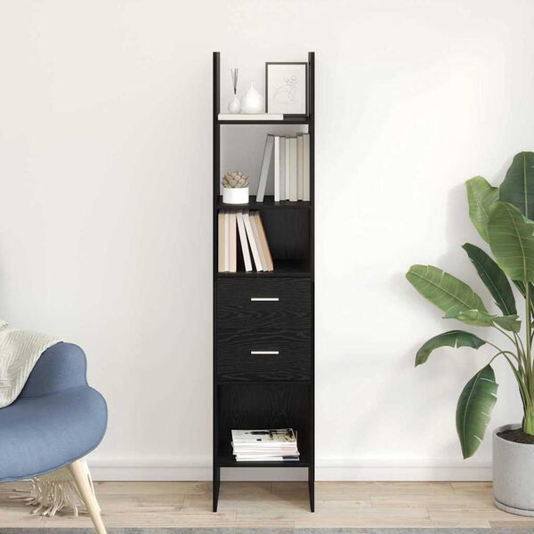 vidaXL Book Cabinet Black oak 40 x 35 x 180 cm Engineered wood
