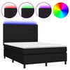 vidaXL Box Spring Bed with Mattress&LED Black 140x200 cm Fabric