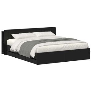 vidaXL Bed Frame with Storage Black 200 x 200 cm Engineered Wood