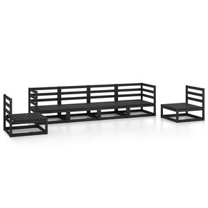 vidaXL 6 Piece Garden Lounge Set Black Solid Pinewood