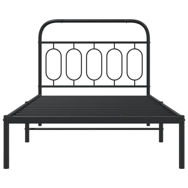 vidaXL Metal Bed Frame without Mattress with Headboard Black 100x190cm