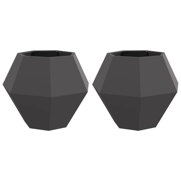 vidaXL Planter 2 pcs Black 75 x 75 x 60 cm Steel