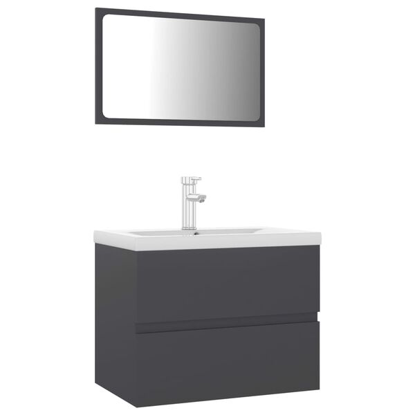 vidaXL Bathroom Furniture Set Grey Engineered Wood
