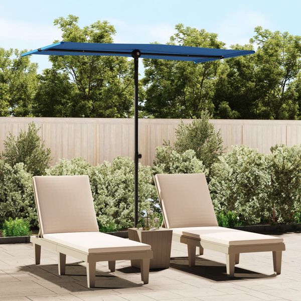 vidaXL Garden Parasol with Aluminium Pole 180x110 cm Azure Blue