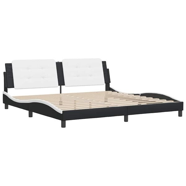 vidaXL Bed Frame without Mattress "Zadar" Black and White 200x200 cm Faux Leather
