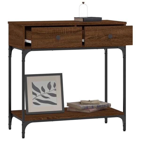 vidaXL Console Table Brown Oak 75x34.5x75 cm Engineered Wood