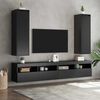 vidaXL Wall Cabinets 2 pcs Black 30x30x100 cm Solid Pinewood