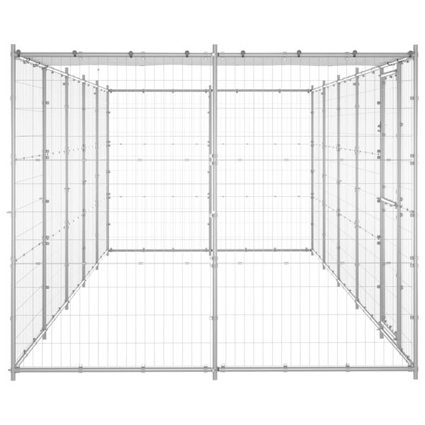 vidaXL Outdoor Dog Kennel Galvanised Steel with Roof 12.1 m&sup2;