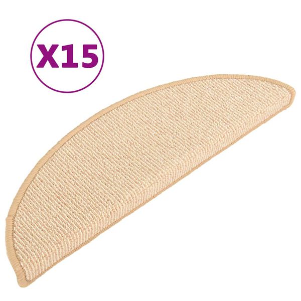 vidaXL Stair Mats 15 pcs 65x21x4 cm Cream Half Round Large