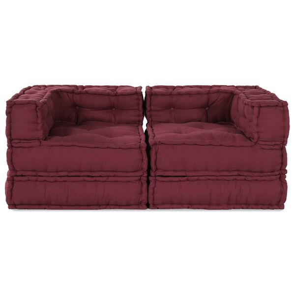 vidaXL Modular Sofa 2 pcs Maroon 140 x 70 x 56 cm Fabric