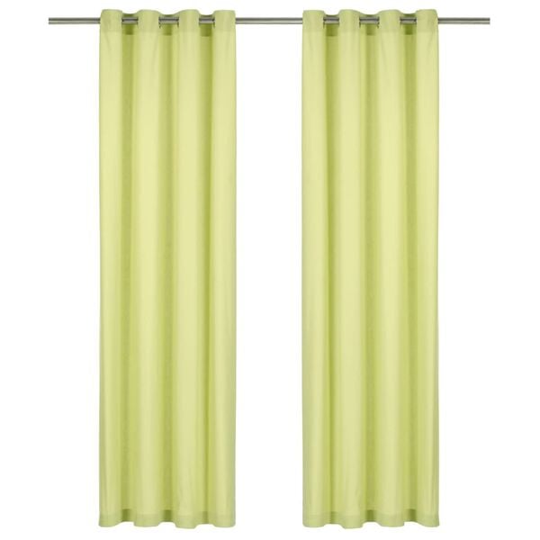 vidaXL Curtains with Metal Rings 2 pcs Cotton 140x225 cm Green