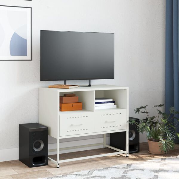 vidaXL TV Cabinet White 68x39x60.5 cm Steel