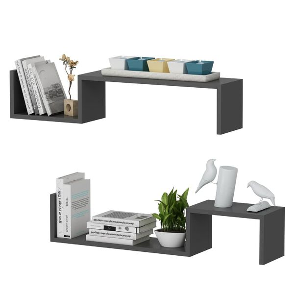 Homemania Wall Shelf Set Angel 95.4x19.5x19.5 cm Anthracite