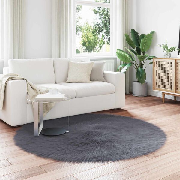 vidaXL Faux Sheepskin Rug Tafalla Anthracite &Oslash; 160 cm Polyester