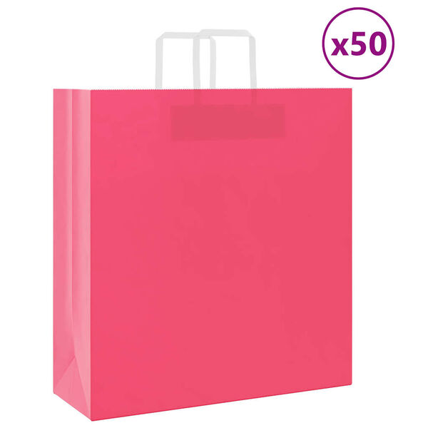 vidaXL Paper Bags 50 pcs with Handles Pink 45x17x48 cm