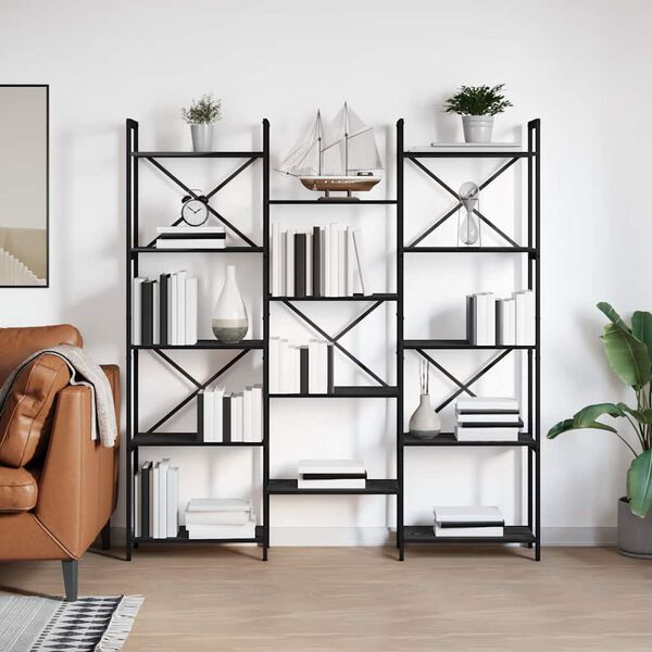 vidaXL Bookshelf Black Oak 156 x 25 x 167 cm Engineered Wood