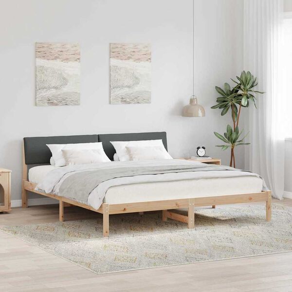 vidaXL Bed frame Brown and dark grey 180 x 200 cm Solid pine wood