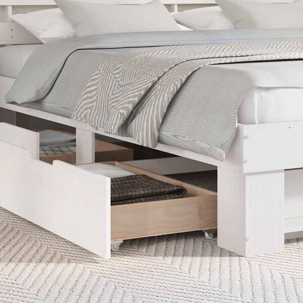 vidaXL Bed Frame with Headboard White 180 x 200 cm Solid Pine Wood