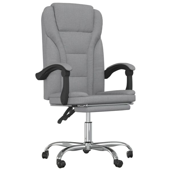 vidaXL Reclining Office Chair Light Grey Fabric